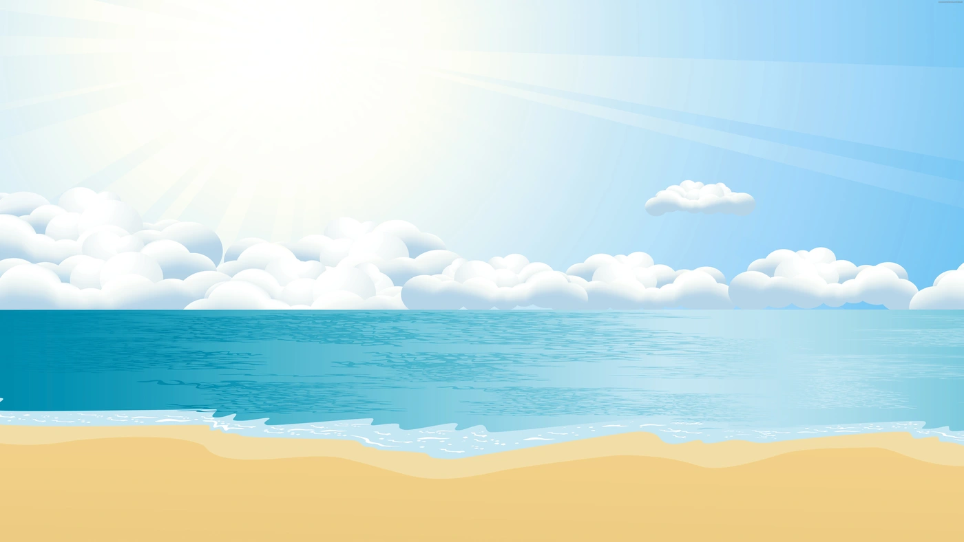 лазурный берег, океан, рисунок, графика, облака, песок, бежевые, голубые